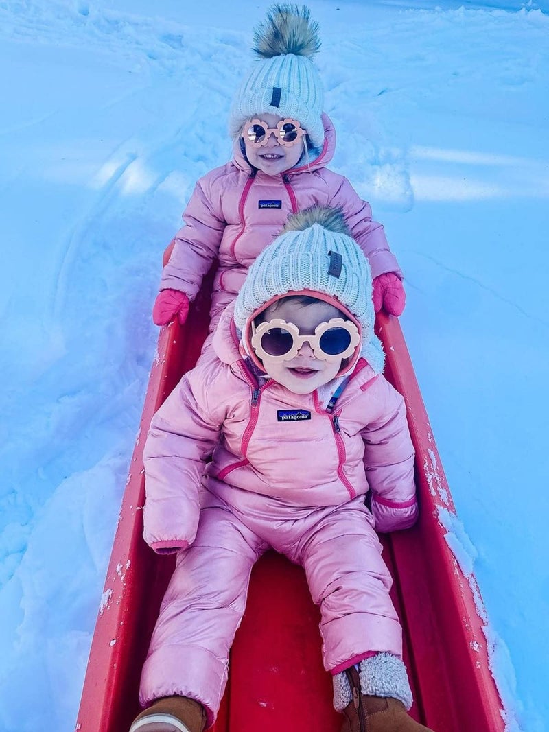 FURTALK Kids Winter Hat Toddler Knitted Beanie with Faux Fur Pom Poms for Baby Girls Boys Beige,2-8 Years - Image 5